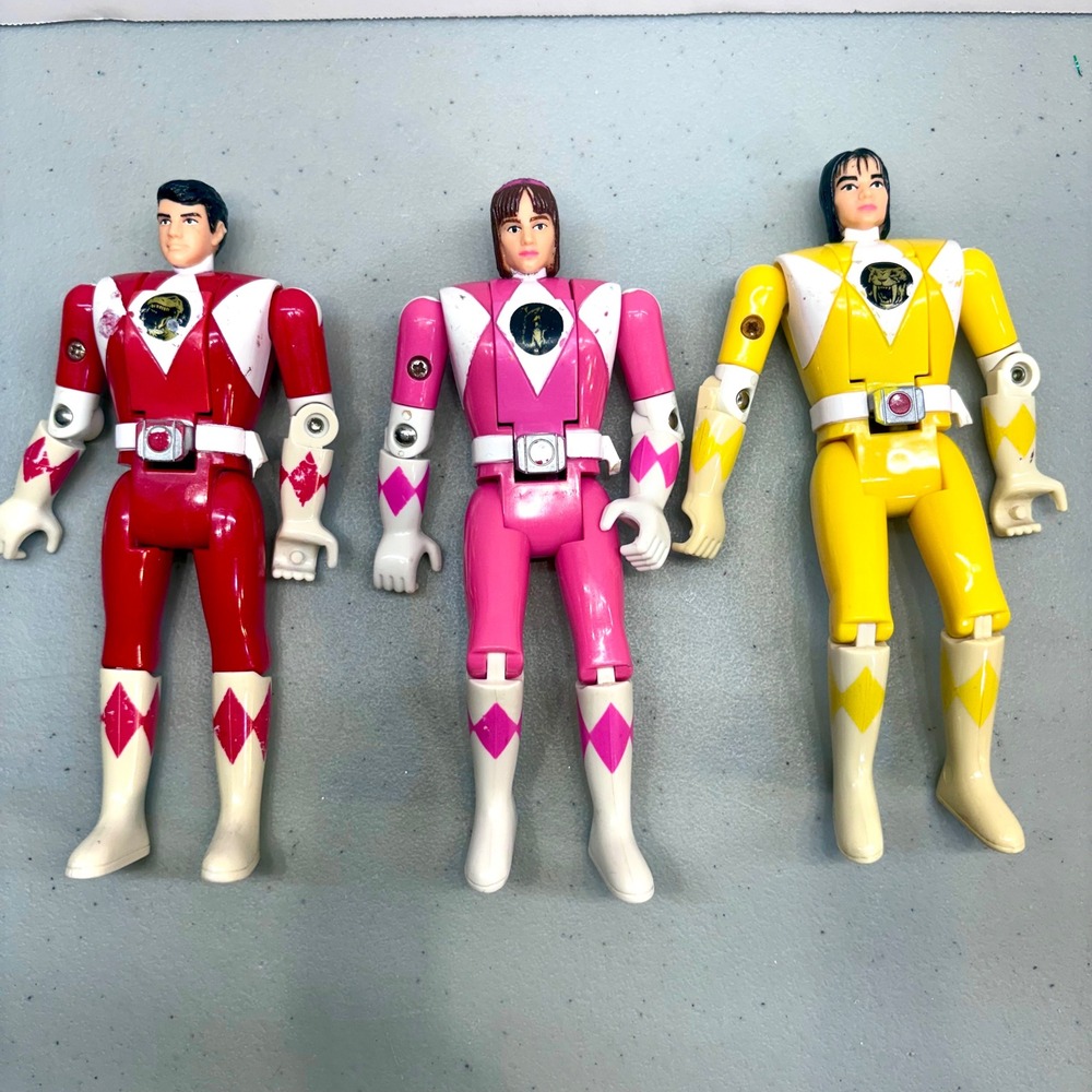 Vintage Power Rangers Auto-Morphin Head Flip Red Pink Yellow 1994 Bandai